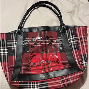 Victoria's Secret Red and Black Plaid Tote
